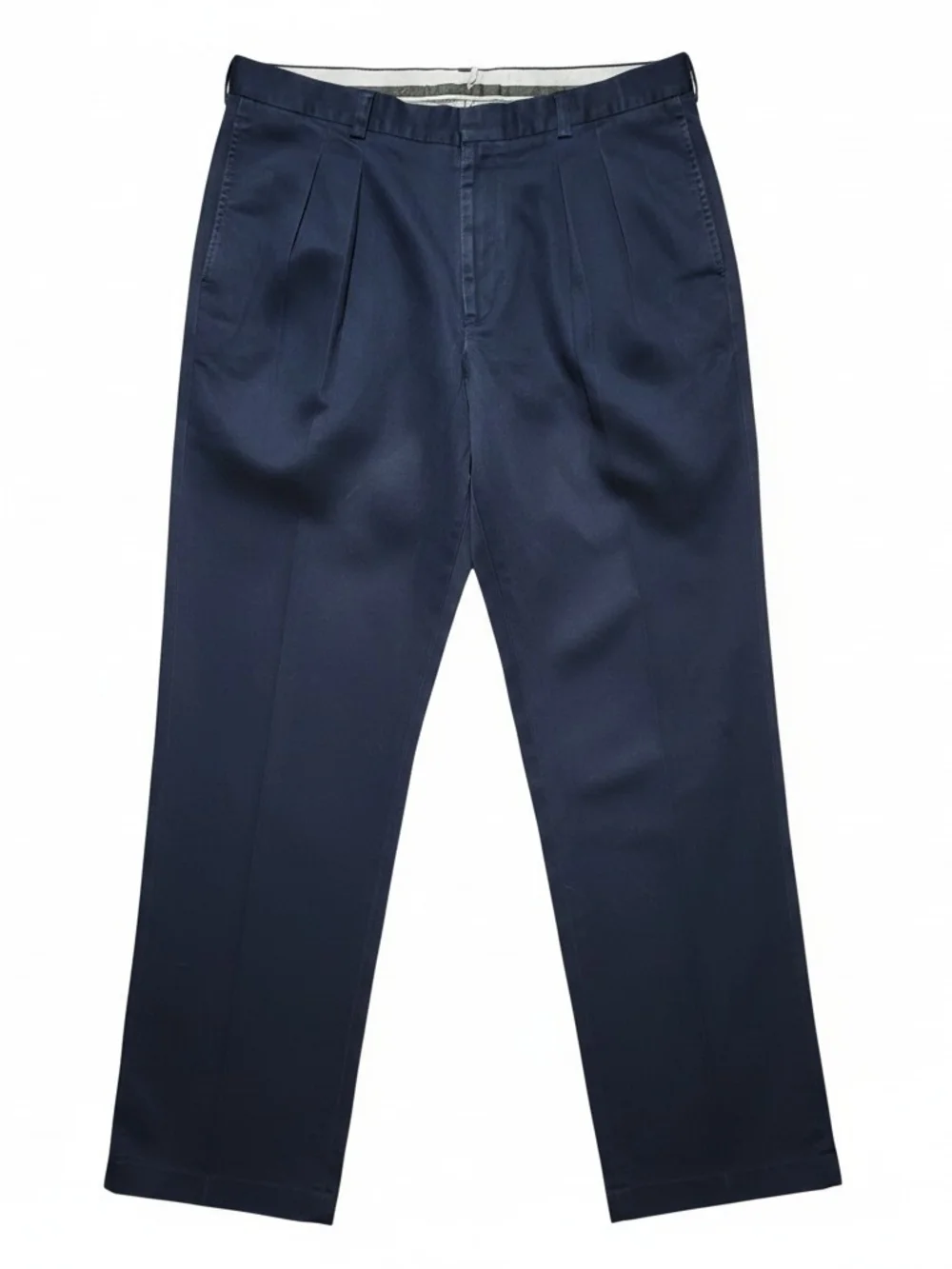 L.L.Bean Men's Dress Pants Navy Blue Pleated 100% Cotton Size 36 Cuffed